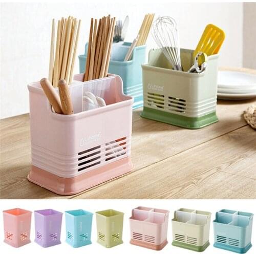 1PC Kitchen Cutlery Drainer Drain Chopsticks Cage Multi-function Desktop Partition Rack Hollow Spoon Fork Knife Shelf Holder