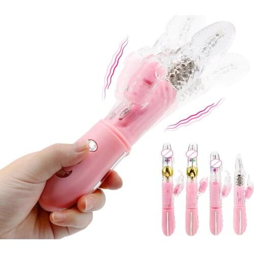 Telescopic Rotation Rabbit Vibrator G spot Dildo Vibrator Built-in Ball Vibration 7 Frequency Vibrators for Women Masturbation
