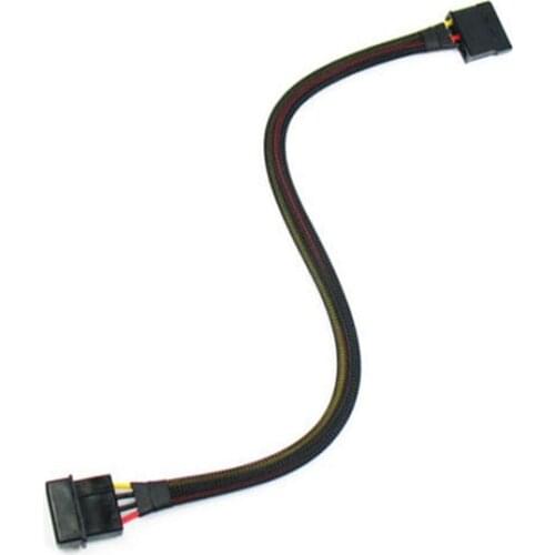 Angitu Black Whole Sleeved 4Pin Molex to SATA Power Extension Cable