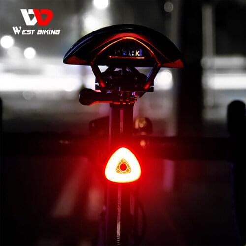WEST BIKING Bike Rear Light Flashlight Mountain Road Bicycle Tail Light Auto Start/Stop Brake Sensing LED Cycling Lamp Taillight