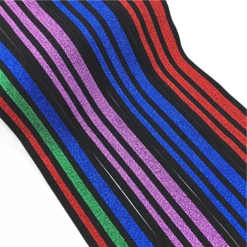 4cm Bright Silk Stripe Elastic Band Glitter Nylon Rubber Band Lace Webbing for Garment Skirt DIY Clothing Sewing Material 1meter