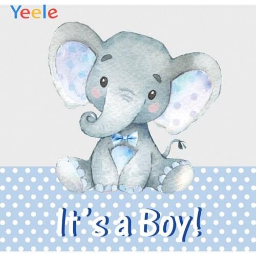Yeele Blue Elephant Boy Prince Newborn Baby Shower Photography Backdrop Custom Photographic Background For Photo Studio Props