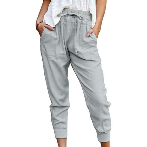 Woman Casual Pants Solid Color Simple Lace-up Slim Pants Stacked Leggings Jogging Sweatpants