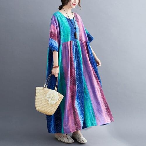 2021 New Arrival Plus Size 5XL 6XL Loose Spring Summer Dress Print Floral Holiday Travel Casual Dress Women Long Maxi Dress
