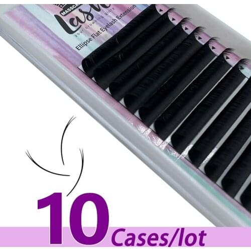 10pcs/lot High-quality C D curl Korean PBT Flat Ellipse Eyelash Extension faux mink softer Eyelash Extensions With Private Label