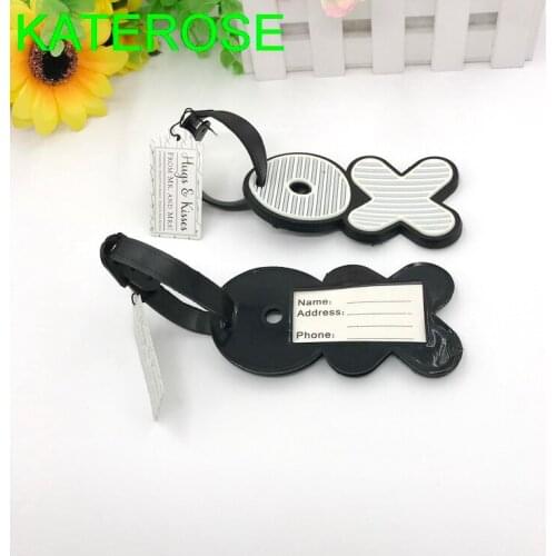 12PCS "Hugs&Kisses From Mr. & Mrs."Love-Filled Rubber XO Luggage Tags Wedding&Bridal Party Gift