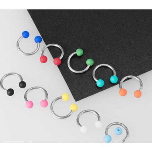 2-10pcs Acrylic Nose Ring Septum Eyebrow Piercing Lip Stud Hoop Earring Circular Tragus Helix Ear Horseshoe Body Jewelry 16G