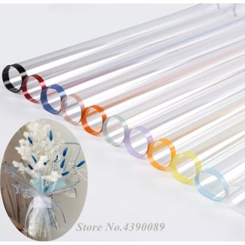 20pcs Transparent Color Border Cellophane Flowers Wrapped Flower Paper Waterproof OPP Wrapping Paper Florist Material