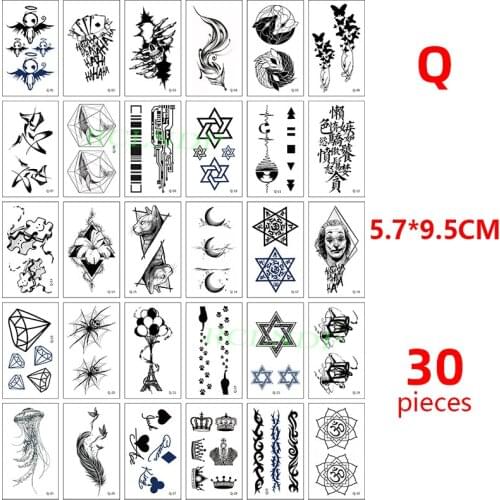 30 Pcs Waterproof Temporary Tattoo Sticker set Moon Bird Butterfly Feather Flash Tatoo Fake Tatto for Men Women