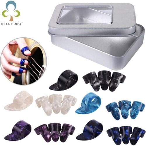 4pcs/set 1 Thumb + 3 Finger Guitar Picks Celluloid Fingerpicks Guitar Plectrum Sheath For Acoustic Electric Guitar Thickness ZXH