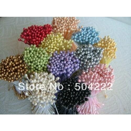 50 bundles mixed colors Bundles of Double Sided Pearl Cone Tip Floral Stamen