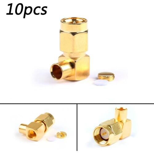 Artudatech 10pcs SMA Male Right Angle RF Coaxial Conector Plug For RG402 Semi-Flexible Cable Jack Parts