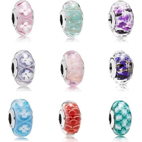 Chamss Fashion Joker 100% Real 925 Sterling Silver Pds Glass Spring New String Series Jewelry Diy Gift