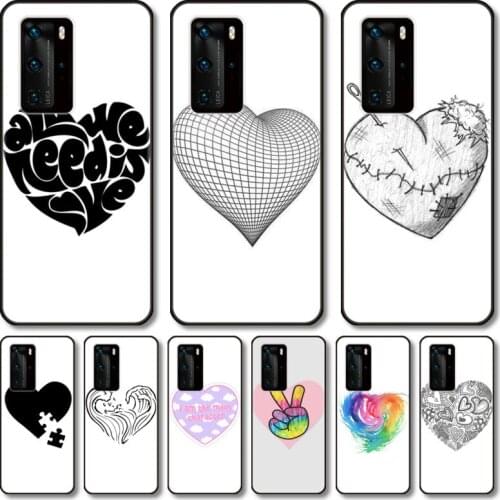 Lovely heart shape Phone Case For Huawei Honor 20 10 9 8 N Pro Lite A C RU black cell shell