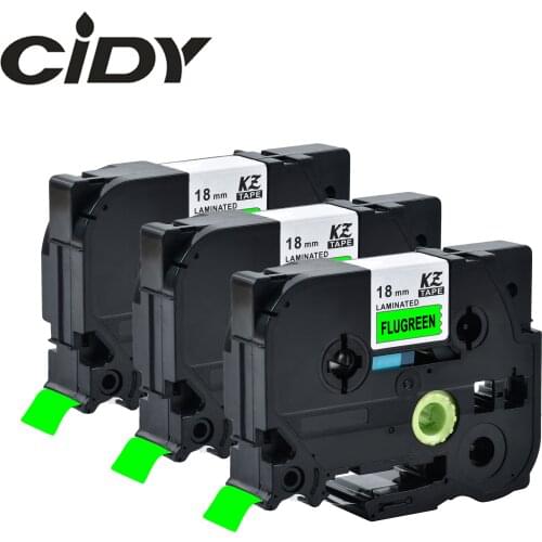 CIDY 3pcs TZe-D41 TZe D41 TZ-D41 TZ D41 Laminated Ribbon Black on Flugreen Tape Cartridge Compatible For Brother Label Printer