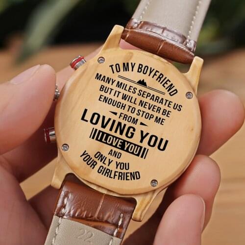 To My Boyfriend Luxury Waterproof Engraved Watches Sport Men Watches Wrist Wathes Military Birthday Anniversary Gifts