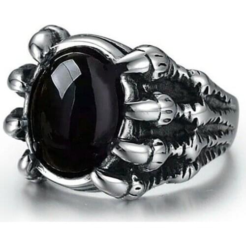 Dragon Claw Crystal gem Ring for Men Women Vintage Cool Punk Rings For Male Jewelry Accessories For Nightclubs Bars