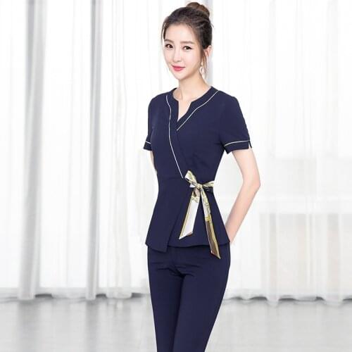 Korean Beauty Salon Beautician Uniform Spa Health Center Work Clothes Foot Bath Sauna Massage Technician Clothing Suit AS257