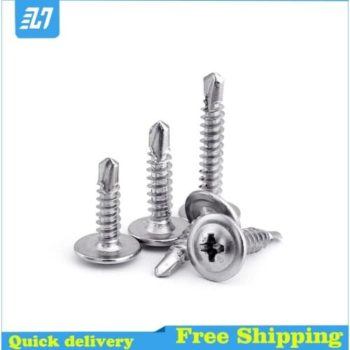 Phillips Self Drilling Tapping Screw Metric Thread Cross Round Head with Washer Drill Tail Bolt 410 Stainless Steel