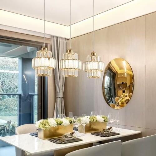 Small Round Chandeliers for dining room Bedroom Bedside Gold Crystal Led Chandelier for the kitchen Corridor aisle Light Fixture