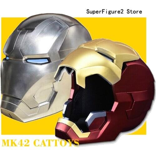 Cattoys 1:1 Iron-Hero MK42 Cosplay Wearable Alloy Helmet LED Eyes Mask
