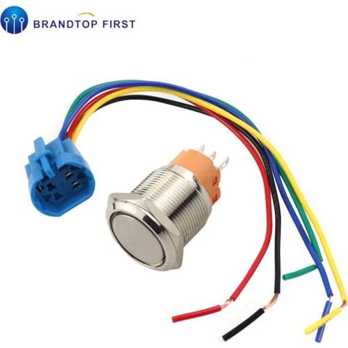 22mm Metal Push Button Switch 3pin Flat Head Waterproof Car AutoEng NO LED Latching self-Locking Momentary self-Reset 4A 250VAC