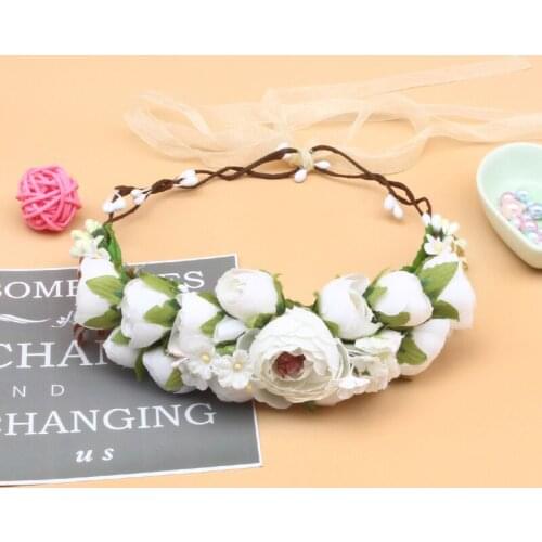 Miss Cute Fashion Flower Crown Girl Wedding Seaside Holiday Headpiece Headband Hair Wreath Photography Accessories Headdress