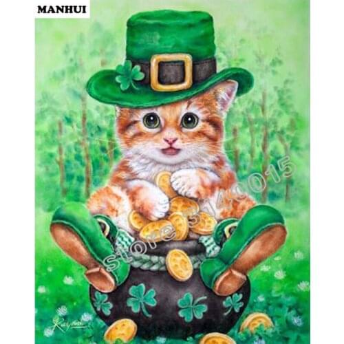 Diy square drill diamond painting cross stitch mosaics Full 100% cover embroidery Cartoon Little Cat diamond embroidery ABC058