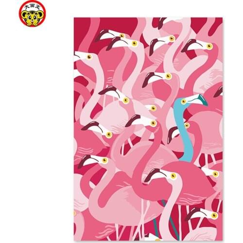 Diy digital oil painting by numbers drawing hand painted picture Wall Decor pictures group of pink left flamingo and one right