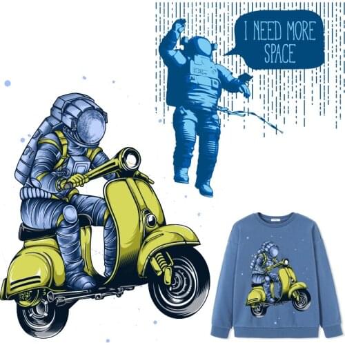 Space Astronaut Biker Patches Thermal Sticker on Clothes Fabric Iron-on Transfers for Clothing Thermoadhesive Patch Diy Applique