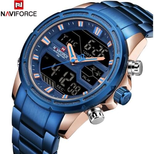 NAVIFORCE 2018 New Men Waterproof Quartz Watch Men Fashion Outdoor Sport Wristwatch Analog LED Digital Clock Relogio Masculino
