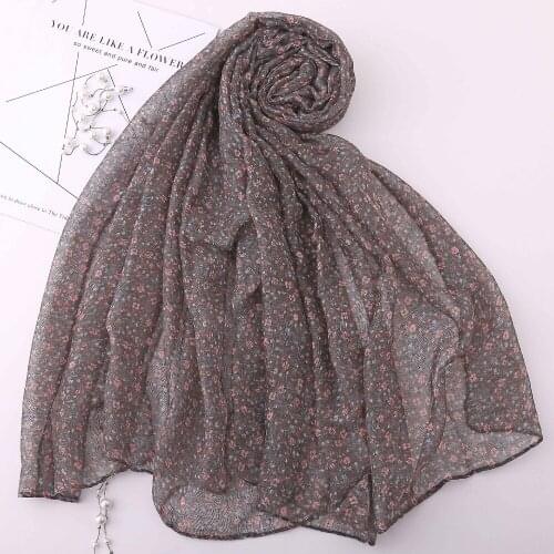 2019 Women Newest Little Floral Pattern Cotton Voile Scarf 6Colors 10pcs/lot