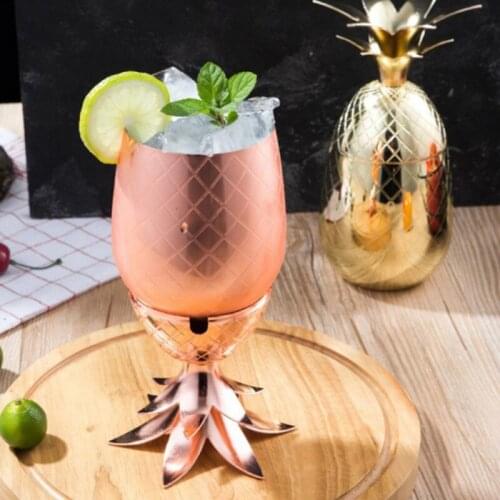 2021 New Pineapple Shape Cocktail Stainless Steel Wine Tumbler Mug Drinking Cup Bar Party Entertainment Accessories Drinkware