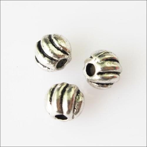 New 100Pcs Tibetan Silver Color Tiny Pumpkin Round Spacer Beads Charms 4.5mm