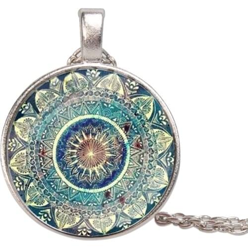2020 New Tree Necklace For Women Jewellery Chain Time Mandala Yoga Necklace Glass Pendant Necklace European American For Gift