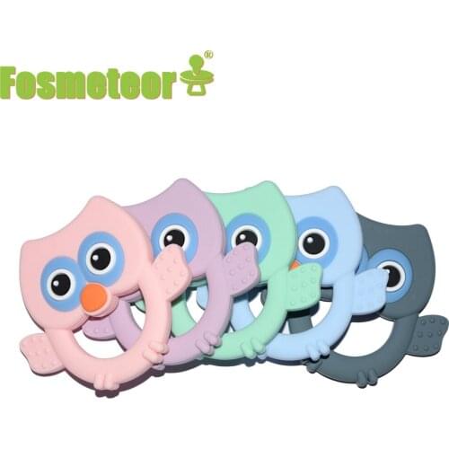 Fosmeteor Animal Teether BPA Free PVC Free Food Grade Teething Toy Owl Baby Teething Teether Silicone Beads DIY Chain Gift