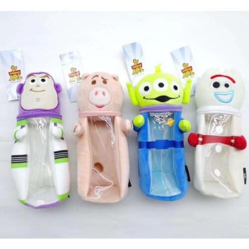 Disney Plush Toy Buzz Lightyear Alien Pig Fork Fork Jelly Transparent Storage Bag Pencil Case Plush Toy Childrens Pencil Case S
