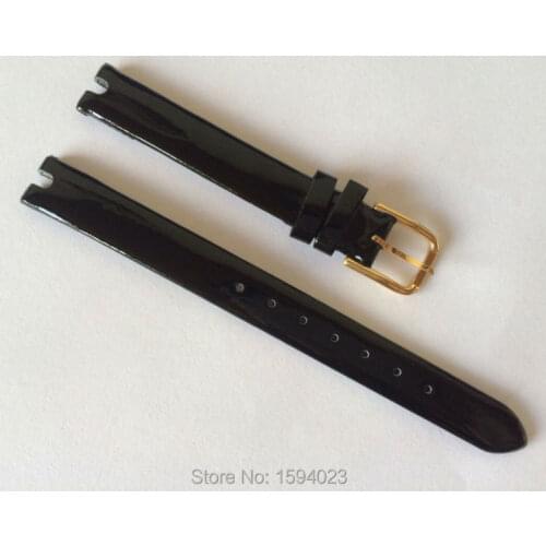 10mm (Buckle10mm) T003209 T-TREND High Quality gold Plated Pin Buckle + Black Genuine Leather Watch Bands Strap