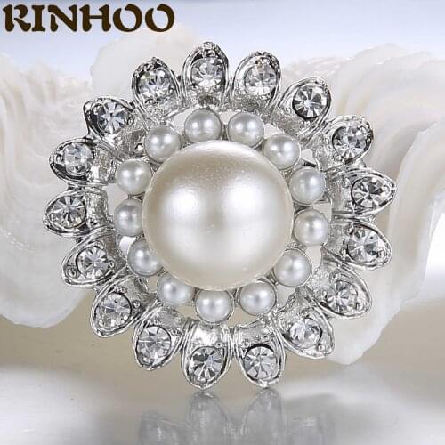 RINHOO Vintage Elegant Art Simulated Pearl Flower Brooch For Women Sweater Shawl Shirt Collar Lapel Pins Accessories Jewelry