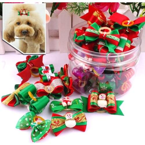 20pcs Dogs Christmas Hair Bows Pet Dog Accessories Grooming Hair Decoration Festival Hair Goods for Small Dogs Yorkie Shih Tzu