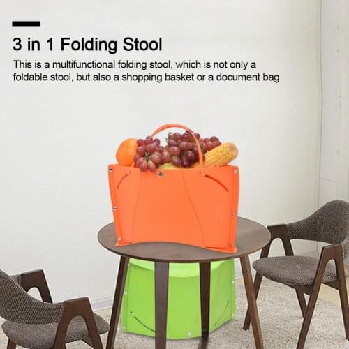 Folding Stool Multifunctional Portable Basket Heavy-duty Plastic Chair for Indoor and Outdoor Activities Use