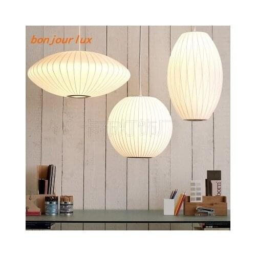 Modern White Silk Led Pendant Lights Restaurant Bedroom Hanging Lamp Art Single Head Lamp Pendant Lighting 110v 220v