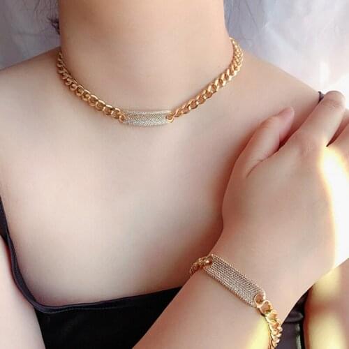 Zlxgirl jewelry luxury brand Dubai Gold bracelet with necklace of wedding jewelry sets White clear mirco paved zircon bridal set