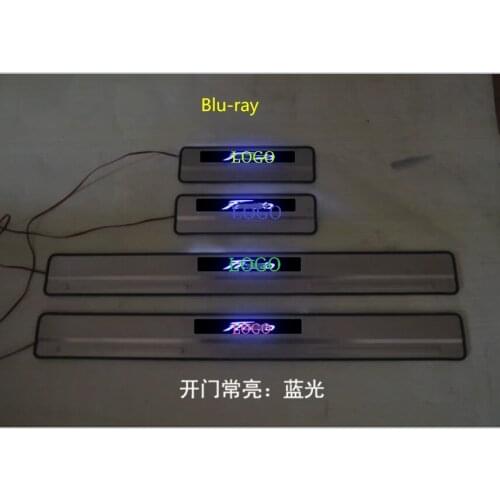 Stainless steel LED threshold strip scratch-resistant illuminated welcomepedal For Ford Fiesta 2009-2014 Car Accessories