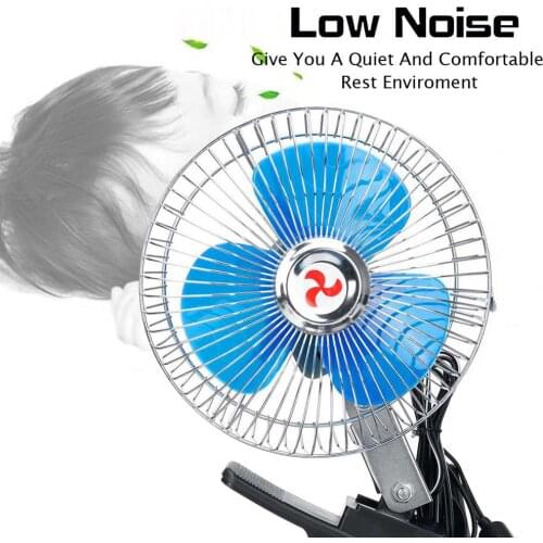 On salling! 6inch 12V 24V Portable 180° Rotatable Cooling Fan Car Oscillating Fans Clip-On Adjustable Speed Rotatable Car Fan