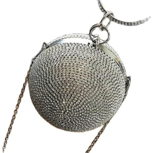 Round Ball Tassel Diamond Evening Bag Party Wedding Bags Silver Women Bag Fashion Women Day Clutch Mini Purse Bolsos Mujer