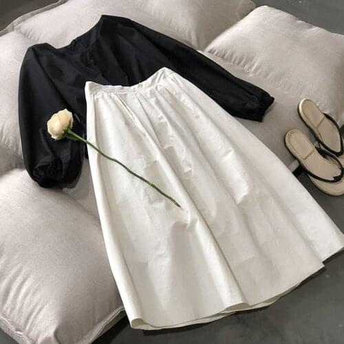 2020 High Waist A-Line Summer White Cotton Long Skirt Two Pieces Clothes Faldas Jupe Femme Saia Women Skirts