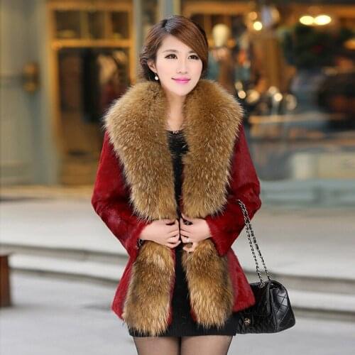 2017 Autumn Genuine Real Rabbit Fur Coat Raccoon Fur Collar Slim Waist Winter Women Fur Outerwear Coats Lady Jacket 3XL 4XL 0706