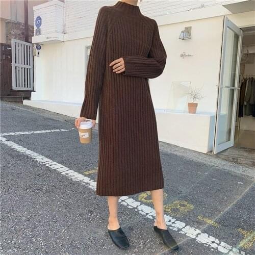 Sweater Dress Women 2019 Women Maxi Dresses Long Knit Loose Sweater Party Dress Plus Size
