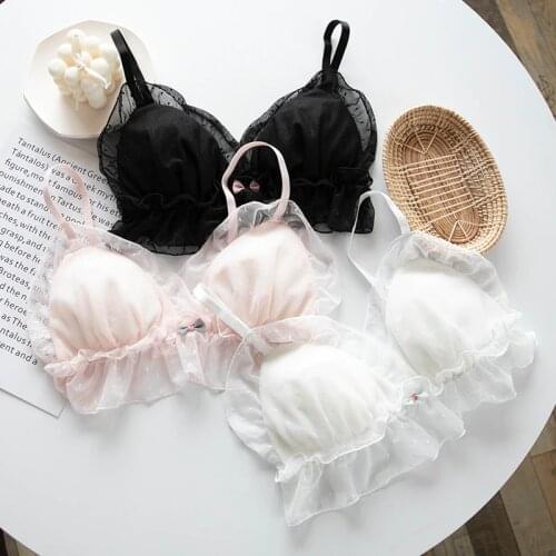 Women underwear no rims chun xia ultra thin bralette triangle cup lace bra dress set bra and panty set ropa de mujer 2020